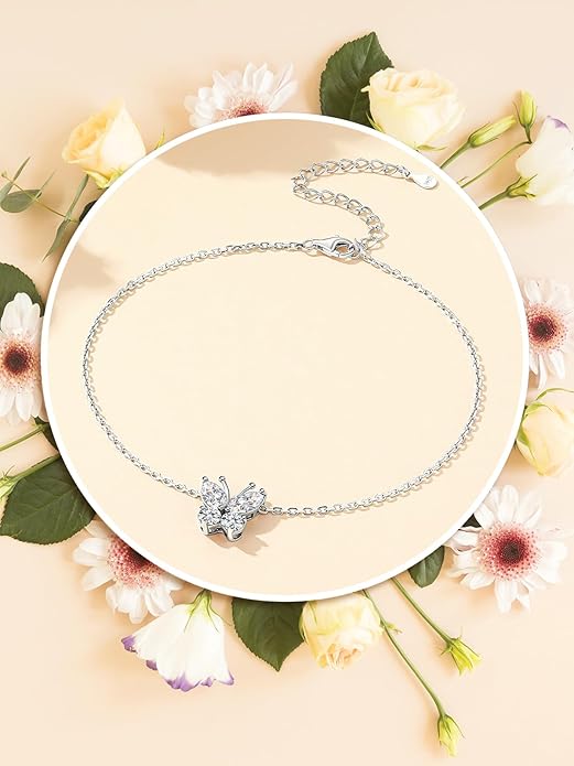 Custom4U Personalized Infinity Ankle Bracelets for Women 925 Sterling Silver Anklet Bracelet Endless Love Symbol Birthstone Charm Adjustable Foot Chain Jewelry Mothers Day Gifts for Mom Wife Women Her