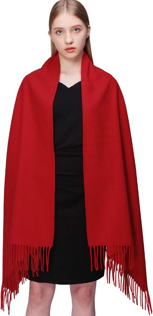 RIIQIICHY 100% Wool Scarf Pashmina Shawls and Wraps for Women Cashmere Warm Winter More Thicker Soft Scarves