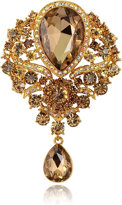 WCRAZYE Rhinestone Bridal Brooch for Women Delicate Sparkly Crystal Bouquet Flower Teardrop Brooch Pin Elegant Large Gorgeous Bouquet Brooch Pin Clothing Hat Bag Accessories Christmas Wedding Bridal Birthday Jewelry