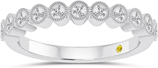 Lab Grown Diamond Wedding Bands for Women | 10K White and Yellow Gold 1/4-1/2 CTTW Certified Diamond Anniversary RIng and Stackable Bands | Variety of Designs to Choose From