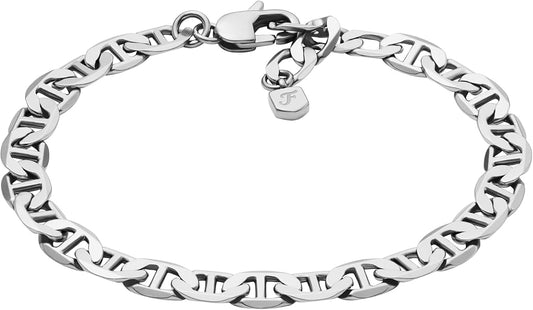 Fossil Men's Plated Stainless Steel Engravable Personalized Gift ID, Chain or Cuff Bracelet for Men