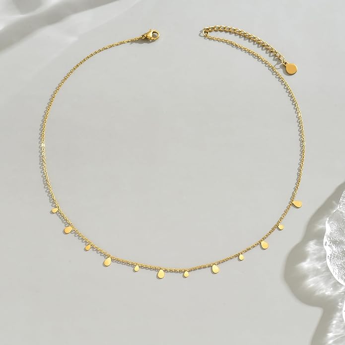 Gold Chain Necklace for Women 18K Gold Plated Stainless Steel Necklace Dainty Star Cross Heart Choker Chains Simple Delicate Minimalist Trendy Jewelry