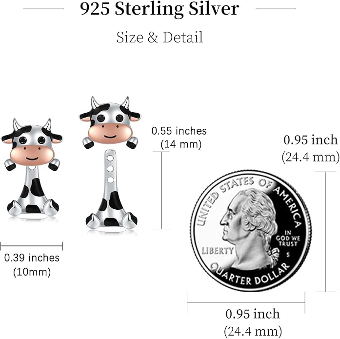 Animal Jacket Earrings for Womens 925 Sterling Silver Axolotl Pug Cat Goat Earrings Cute 3D Earrings Jacket Hypoallergenic