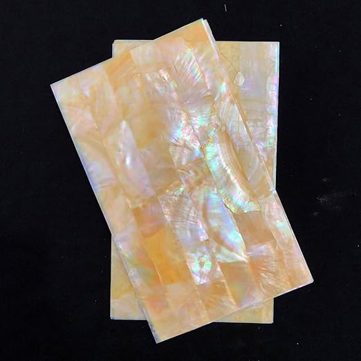 GOMMO Golden Mother of Pearl Shell Adhesive Veneer Sheet for Inlay Craft (240mm x 140mm)