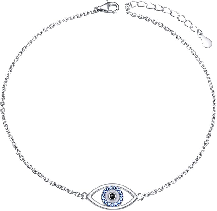 Anklet for Women S925 Sterling Silver Adjustable Foot Evil Eye Starfish Heart Bead Butterfly Celtic Knot Cross Multilayer Layered Ankle Bracelet Jewelry
