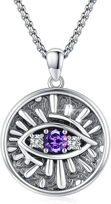 Evil Eye Necklace for Women 925 Sterling Silver, Protection Necklace with Blue Evil Eye Charm, Evil Eye/Lotus Pendant Jewelry, Birthday Christmas Gifts for Her