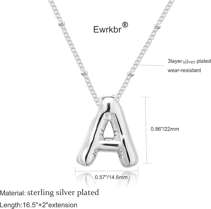 Initial Necklaces for Women, 14k Gold Plated Bubble Letter Necklace Chunky Gold Necklace Dainty Charm Initial Necklaces for Women Trendy Custom Preppy Stocking Stuff Necklace Christmas Gifts