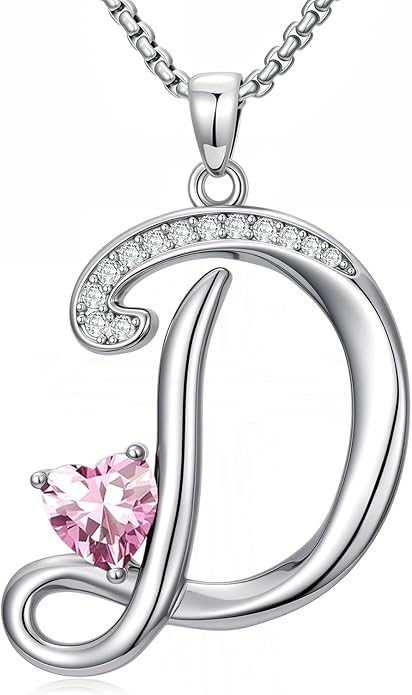 Christmas Gifts for Women Alphabet A to Z Initial Birthstone Pendant Necklaces for Women - 18k White Gold Plated Personalized Name Jewelry Valentine Mothers Day Birthday Gifts for Women Her Girlfriend