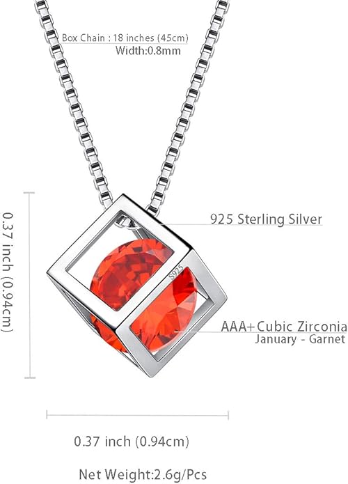 Aurora Tears Birthstone Necklace/Earring 925 Sterling Silver Women Cross/3D Cube/Cresent Moon Birth Stone Jewelry Mens Birthday Gift Anniversary Present