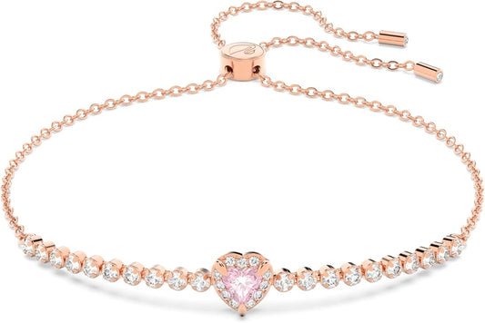 Swarovski One bracelet, Heart, Pink, Rose gold-tone finish