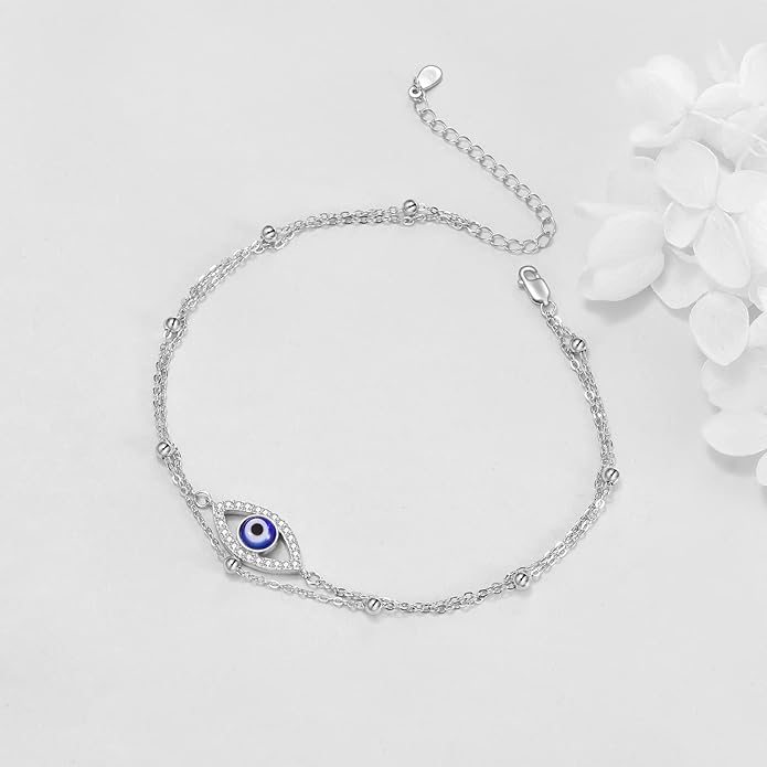 Evil Eye Anklet 10/14/18K Gold Stackable Evil Eye Ankle Bracelets Christmas Jewelry Anklets Gifts for Women