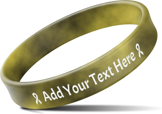 Custom Rubber Bracelets with Text Logo Clipart Customizable Bracelet Personalized 1/2 Inch Silicone Wristbands for Awareness, Events, Support, Promotions