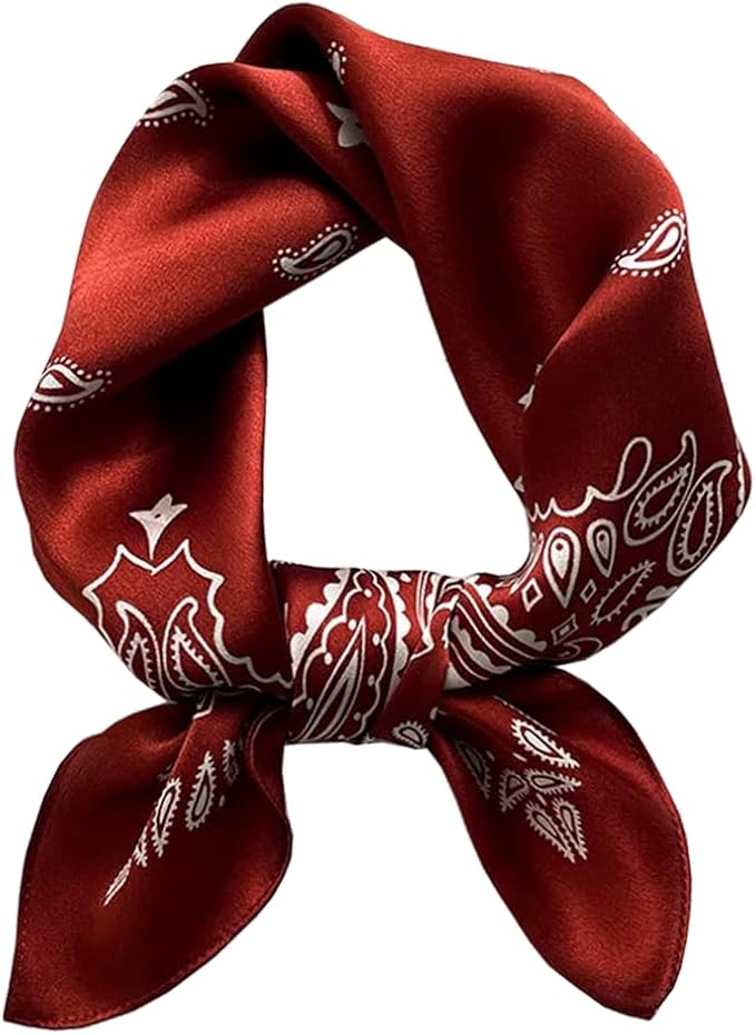 ANDANTINO 100% Mulberry Silk Scarf -21” Lightweight Square Neckerchief – Breathable Digital Printed Scarves with Gift Packed