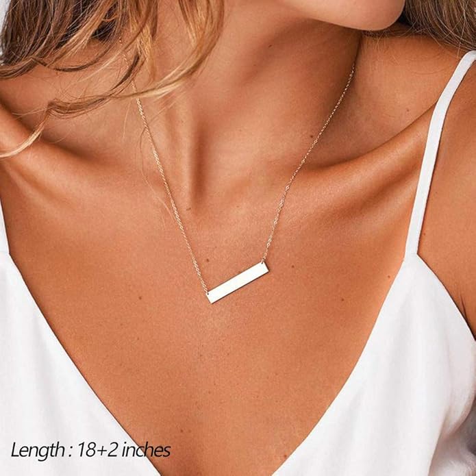 Turandoss Dainty Layered Choker Necklace, Handmade Y Pendant Necklace Multilayer Bar Disc Necklace Adjustable Layering Choker Necklaces for Women