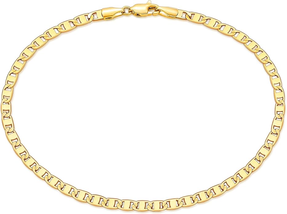 Gacimy 3.5mm Mariner Anklets for Women, 18K Gold Plated/Silver Tone Women’s Anklet, 9/10/11 Inches