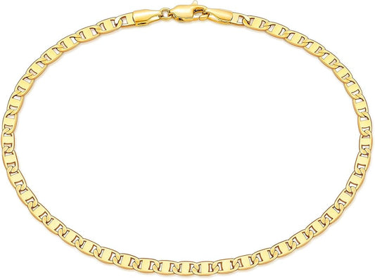 Gacimy 3.5mm Mariner Anklets for Women, 18K Gold Plated/Silver Tone Women’s Anklet, 9/10/11 Inches