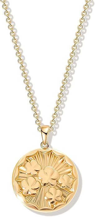 Gold Flower Pendant Necklace Dainty Floral Choker 14K Plated Shining Cute Heart Necklace for Women