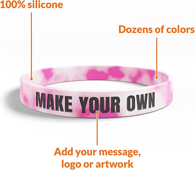 Classic Wristbands | Fully Customizable | Great For Events, Fundraisers & Promotions | 1/2" Wide | 100% Silicone | Available In Bulk
