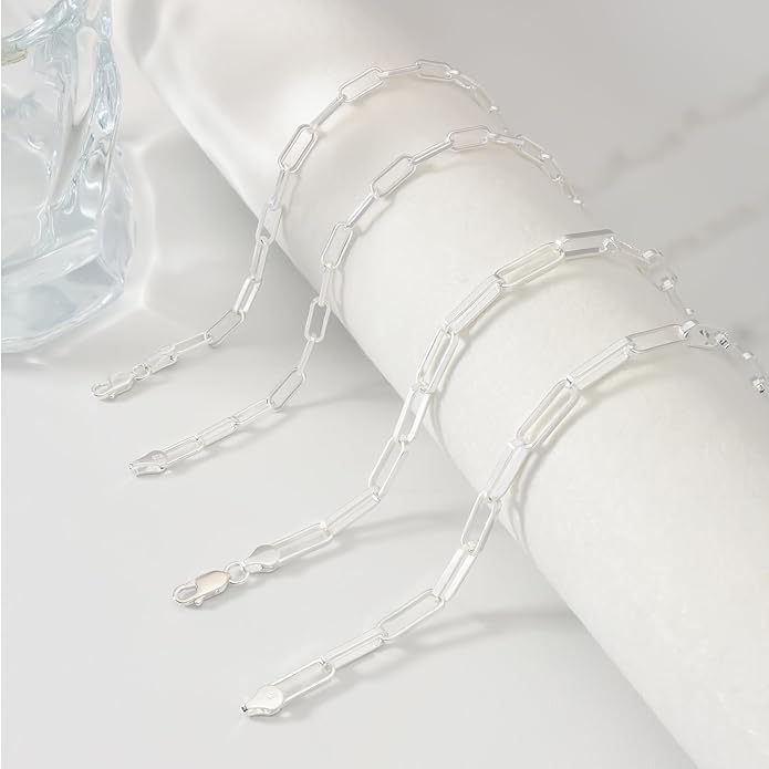 925 Sterling Silver Singapore Chain Lobster Clasp Paperclip Necklace for Women Sparkling Chain 2mm2.5mm3mm4mm5mm Gifts for Her