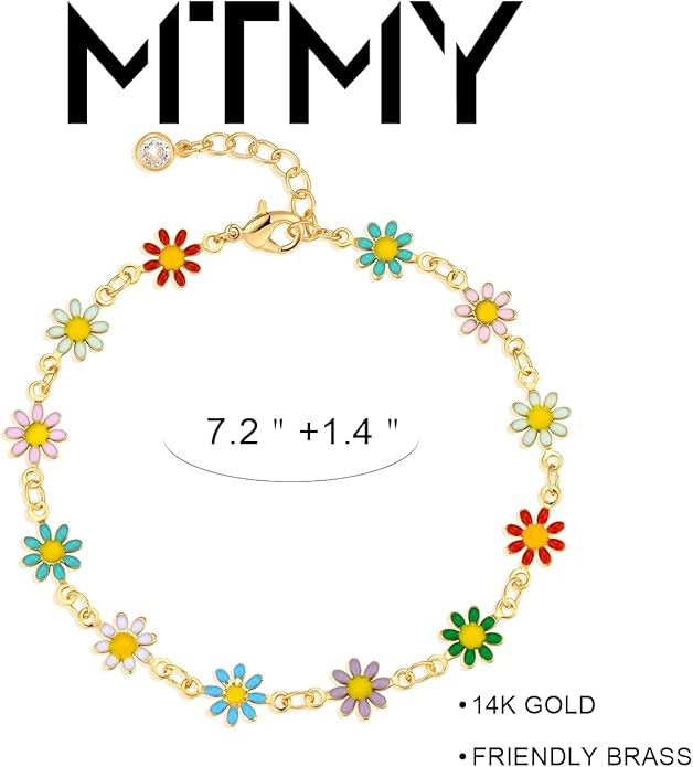MTMY Gold Chain Bracelet for Women 14K Gold Plated Dainty Bracelets with Adjustable Chain Cute Bracelet Gold Trendy Jewelry