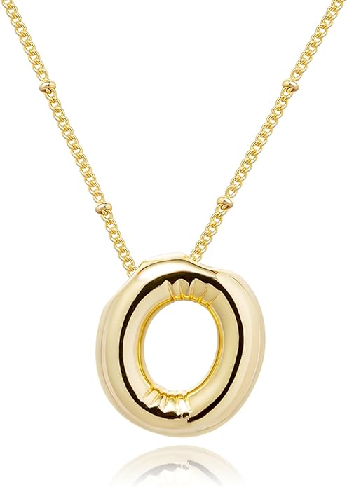 Initial Necklaces for Women, 14k Gold Plated Bubble Letter Necklace Chunky Gold Necklace Dainty Charm Initial Necklaces for Women Trendy Custom Preppy Stocking Stuff Necklace Christmas Gifts