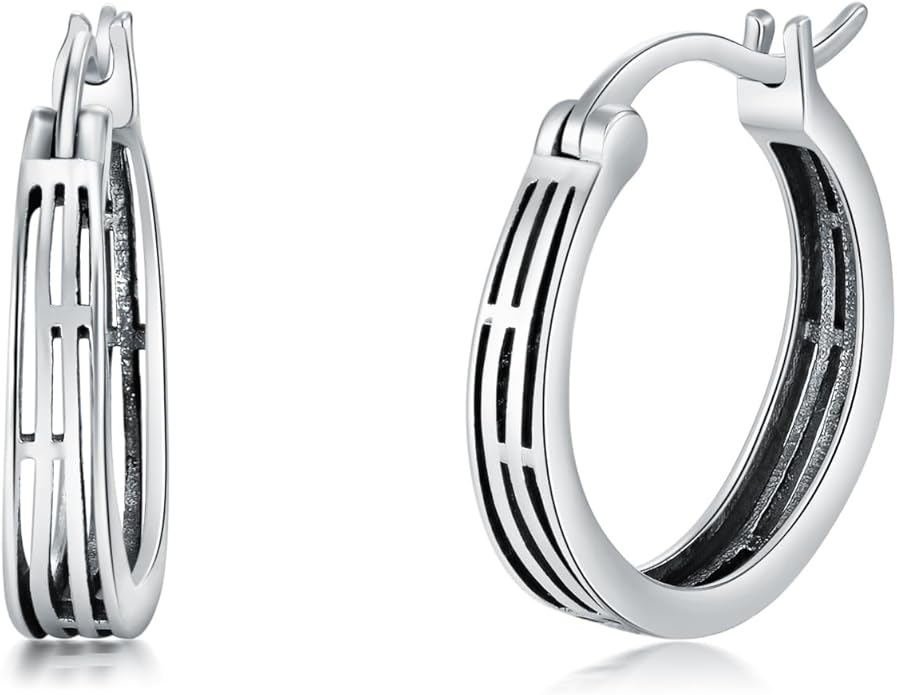 Sterling Silver Hoop Earrings Small Hoop Sun/Leaf/Triangle Huggie Earrings for Women Hypoallergenic