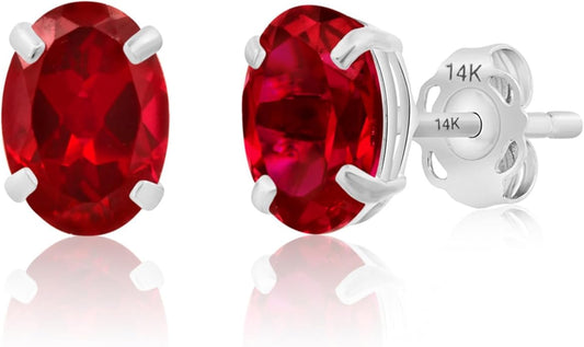 14k Gold Oval Stud Earrings for Women with Push Backs | 7x5mm Gemstone Birthstone Earrings | Real 14 Karat Gold Earrings Studs | Hypoallergenic Gemstone Stud Earrings for Women by MAX + STONE