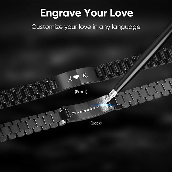 VNOX Masculine Watch Band Stainless Steel Link Bracelet Personalized Jewelry Gift for Men DAD Father Husband Boyfriend