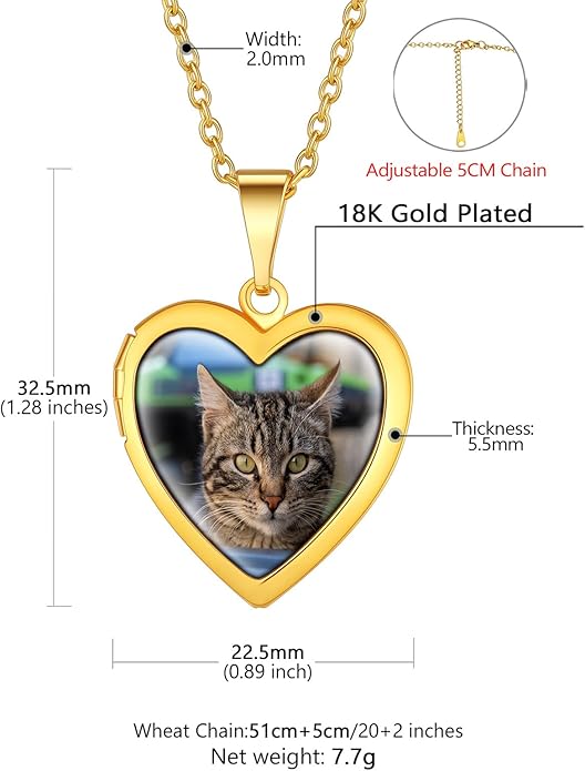 Supcare Locket Necklace That Holds Pictures-Engraved Photo Pendant Custom Jewellery Gifts for Men Women (with Jewellery Gift Box)