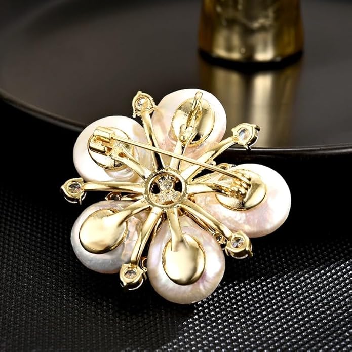Flower Brooch Pin - Rhinestone Flower Pin 18k Gold Plated - Thanksgiving Day, Birthday, Wedding Gifts for Mom, Wife