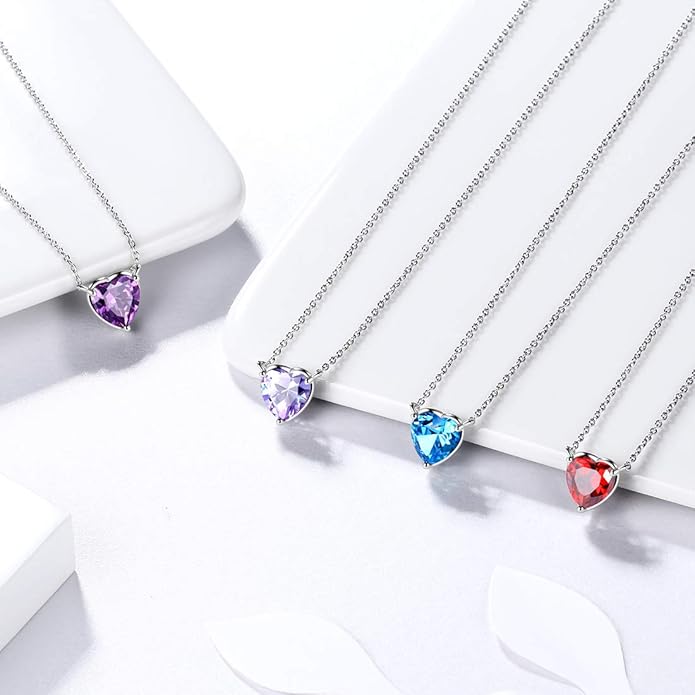 Aurora Tears 925 Sterling Silver 12 Birthstone Hearts Jewelry Women Crystal Wedding/Engagement/Bridal Heart Necklace/Earring/Ring/Bracelet Sets Jewellery