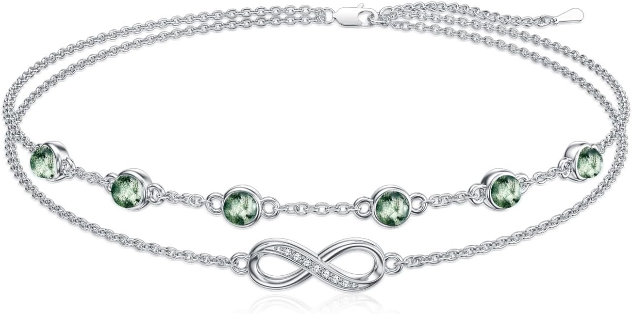 Dorunmo Anklet Bracelets For Women 925 Sterling Silver Birthstone/Infinity/Butterfly/Evil Eye/Turtle/Pineapple/Starfish/Heart Anklets Bracelets Jewelry Gifts for Women