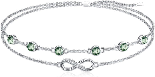 Dorunmo Anklet Bracelets For Women 925 Sterling Silver Birthstone/Infinity/Butterfly/Evil Eye/Turtle/Pineapple/Starfish/Heart Anklets Bracelets Jewelry Gifts for Women