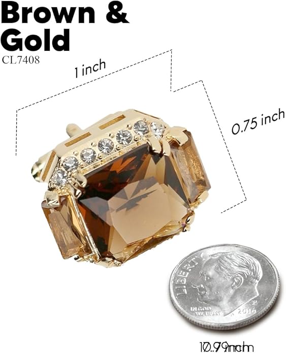 Rectangular Colored Diamond-Flanked Crystal Cuff Links – Tuxedo Suit Accessories, Cufflinks for Men