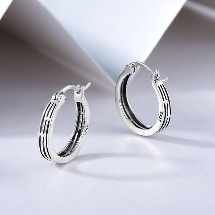 Sterling Silver Hoop Earrings Small Hoop Sun/Leaf/Triangle Huggie Earrings for Women Hypoallergenic