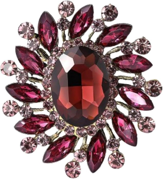 Rhinestone Brooch for Women,Vintage Crystal Flowers Brooch Statement Crystal Glass Lapel Pins Prom Classic Jewelry