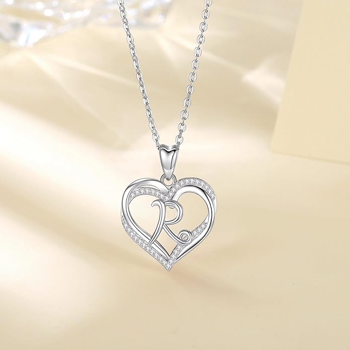 INFUSEU Unique Initial Necklaces for Women Girls Small Heart Letter Jewelry, Meaningful Personalized Gifts