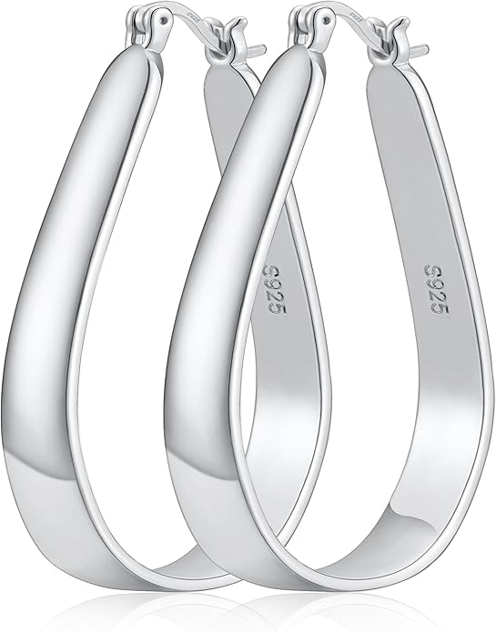 Sterling Silver Hoop Earrings for Women Large Oval Hoop Earrings Lightweight Big Gold Hoops Earrings Hypoallergenic 14K Gold Plated Hoops Earrings Non Tarnish Jewelry Gifts 20/30/40mm