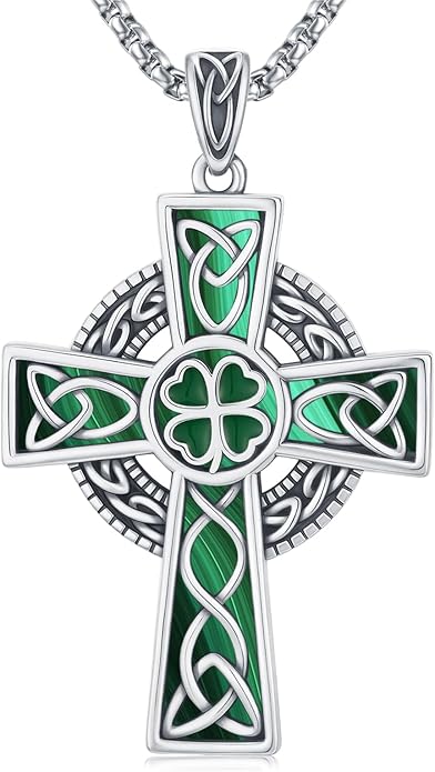 Midir&Etain Celtic Cross Necklace 925 Sterling Silver Cross Pendant Necklace Celtic Viking Irish Jewelry Religious Protective Gift for Men Women