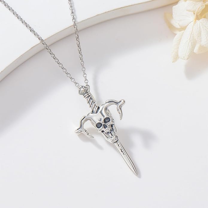 KoyeKei Sterling Silver Halloween Necklace Gothic Jewelry Gifts for Women Men