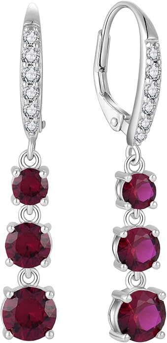 Starchenie Dangle Drop Earrings for Women 925 Sterling Silver Leverback Earrings Birthstone Jewelry