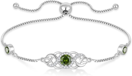 Infinity Celtic Knot Bracelet 925 Sterling Silver Birthstone Bracelet Irish Jewelry for Women
