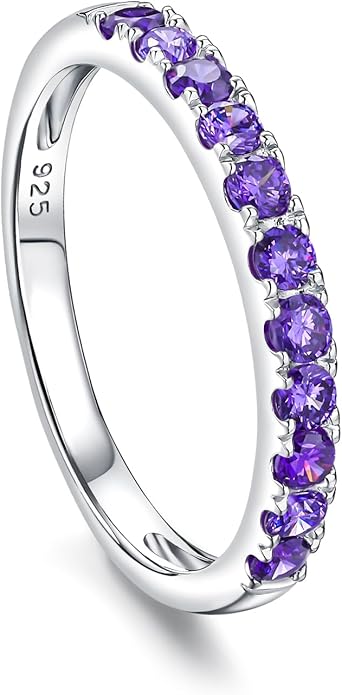 CAIDIKA Created Ruby/Sapphire/Emerald Stackable Rings for Women 14K Gold Plated/ 925 Sterling Silver 2.2mm Wedding Band Ring (with Gift Box)