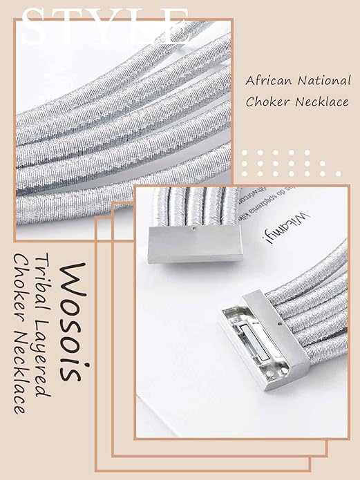 African Choker Necklace Gold Rope Weave Collar Layered Boho Tribal Chokers Multilayer Statement Party Jewelry Accessories for Women