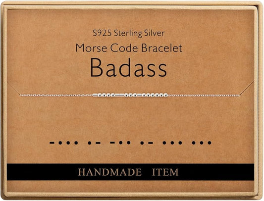 Monily Inspirational Gifts for Women Morse Code Bracelets for Women Funny Bracelet for Friend Funny Gift for Women Sterling Silver Bracelet for Women