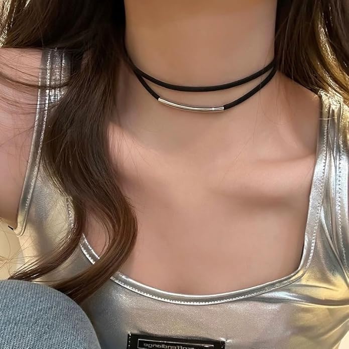 Sora Tuki Black Choker Necklace for Women 1cm-3cm Wide Velvet Leather Lace Chocker Tattoo Collar 90s Goth Jewelry