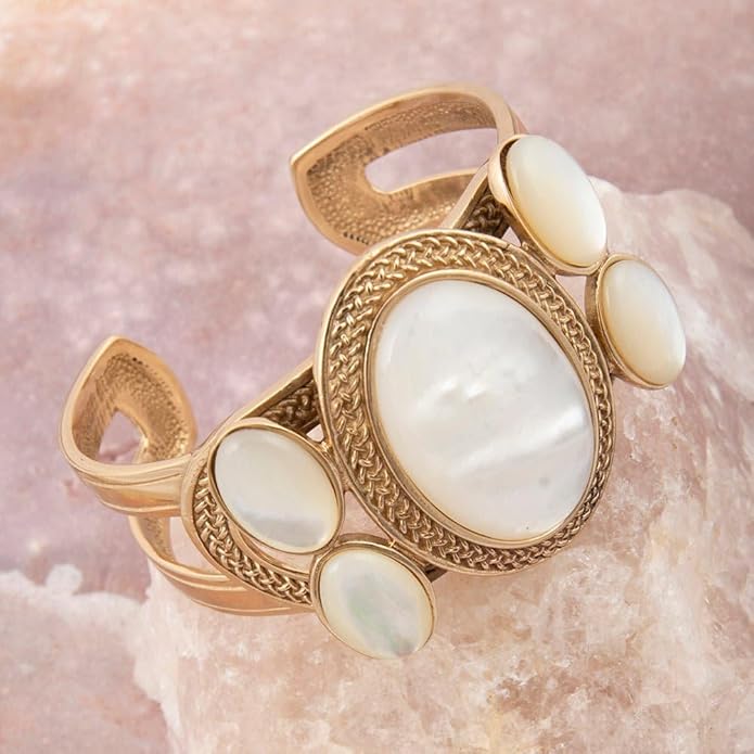 Barse Jewelry Mother of Pearl Ovation Golden Cuff Bracelet