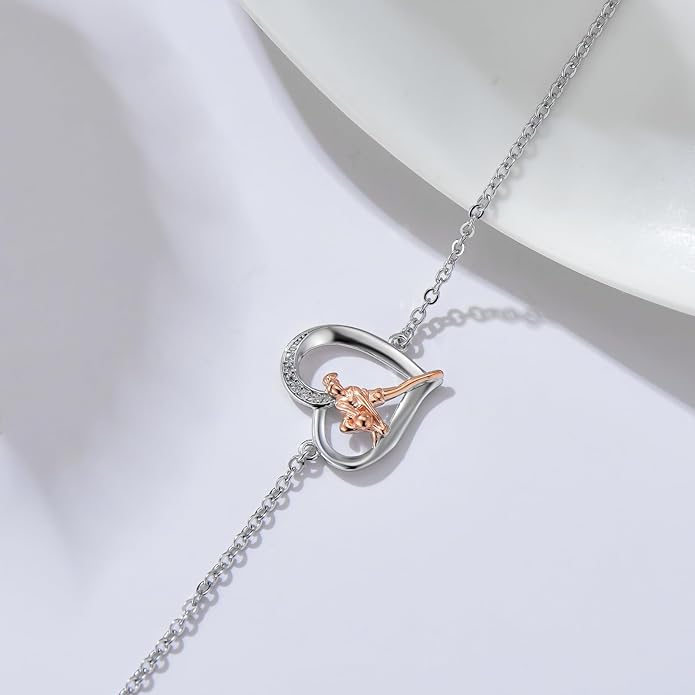 Volleyball/Tennis/Golf Bracelet 925 Sterling Sliver Heart Sports Bracelets Jewelry Gifts for Women Mom Lover Player