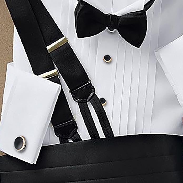 HAWSON Cufflinks and Studs for Men-Fashion Men Vintage Enamel Carbon Fiber Tuxedo Shirt Cufflinks and Studs Set for Regular Wedding Business Accessories