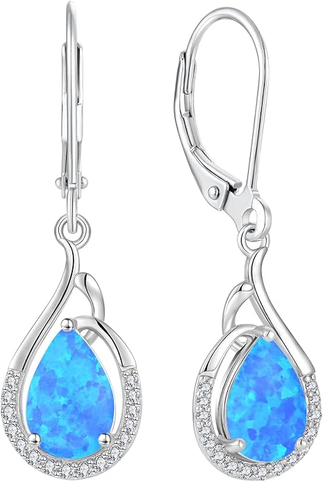 Starchenie Teardrop Dangle Drop Earrings 925 Sterling Silver Pear Birthstones Leverback Earrings Gift for Women